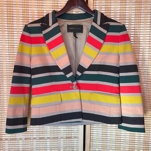BGBG MAXAZIRA Striped Multicolor Crop Blazer S